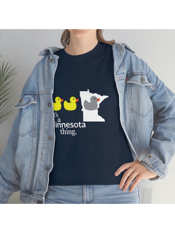 Minnesota T-Shirt | Duck Duck Grey Duck Tee | Funny Tee | MN State Pride | Small State Emblem | Unisex Heavy Cotton Tee