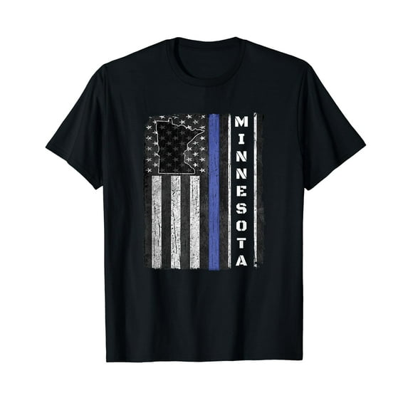 Minnesota Thin Blue Line Police Week Shirt USA Flag Gift Men