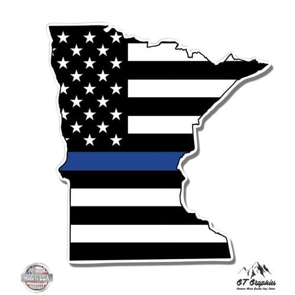 Minnesota Thin Blue Line Support Police - 12" Vinyl Sticker Waterproof Decal