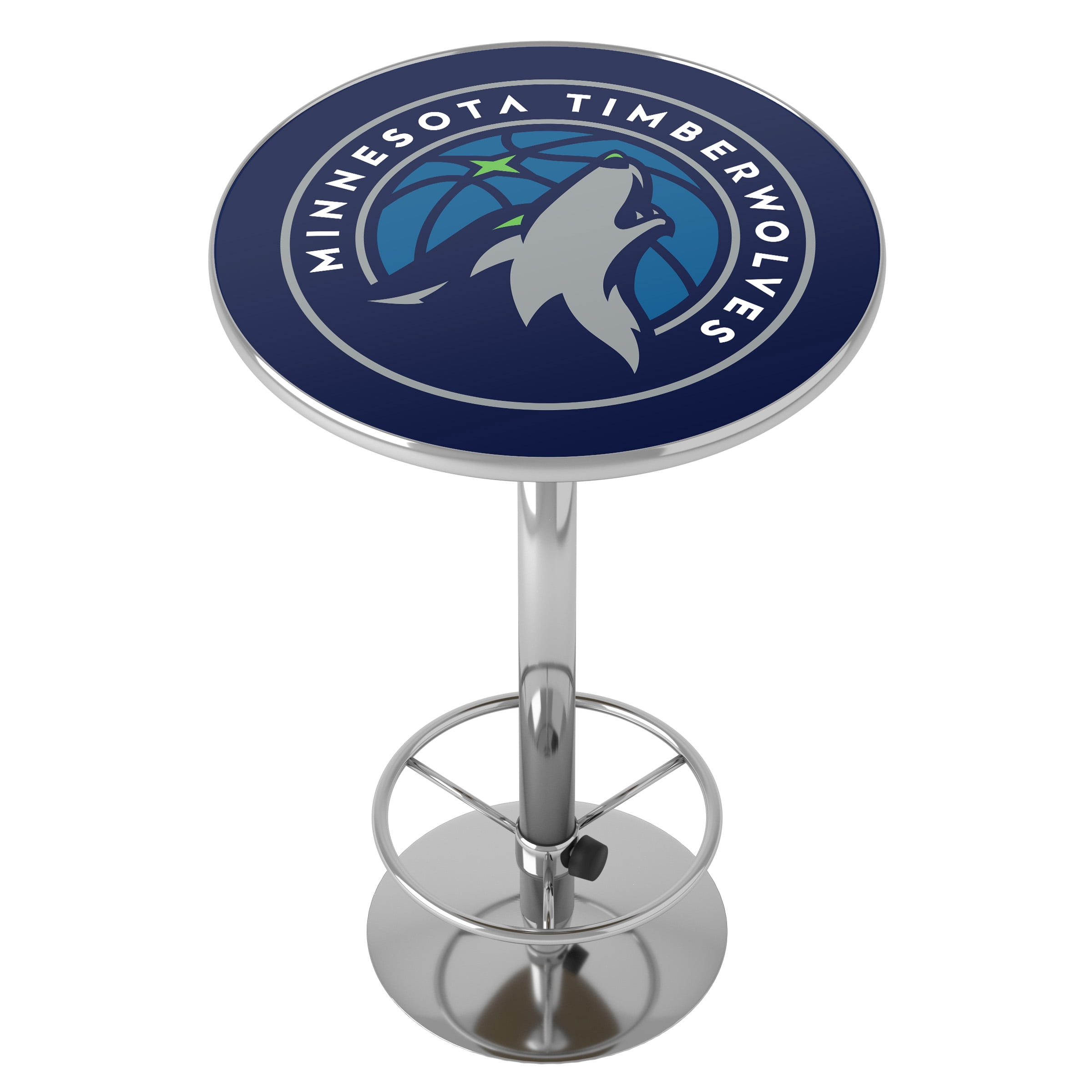 Minnesota Timberwolves Logo Bar Table with Adjustable Footrest and Acrylic Top