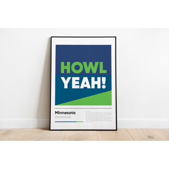 Minnesota Timberwolves Poster, Howl Yeah NBA Iconic Wall Art