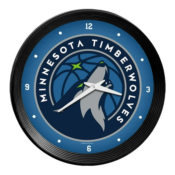 Minnesota Timberwolves 15" Ribbed Frame Wall Clock