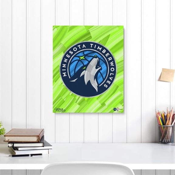 Minnesota Timberwolves Stretched 16" x 20" Embellished Canvas Giclee Print - Art by Charlie Turano III