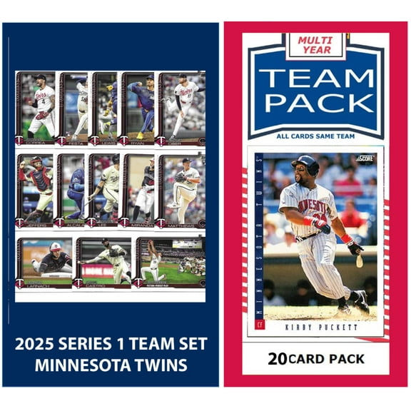 Twins Multiyear 20 Card Pack K Puckett + 2025 Topps Series 1 Team Set