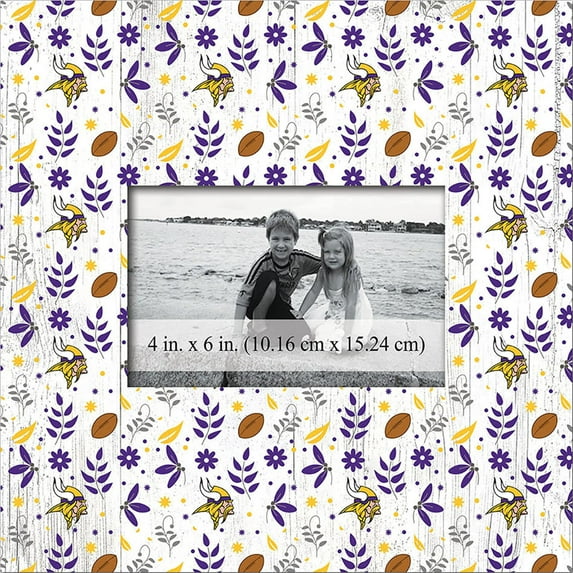 Minnesota Vikings 10'' x 10'' Floral Pattern Frame