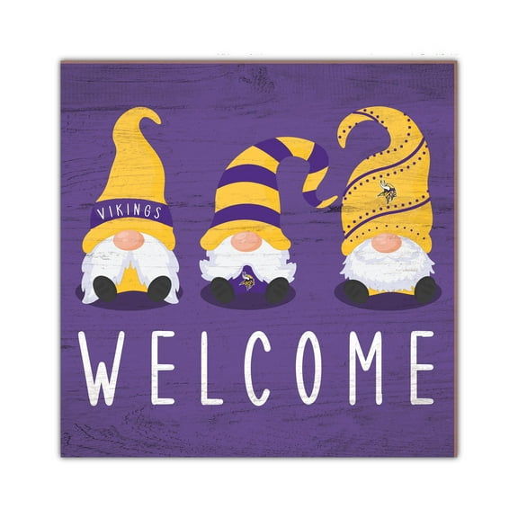 Minnesota Vikings 10'' x 10'' Welcome Gnomes Sign