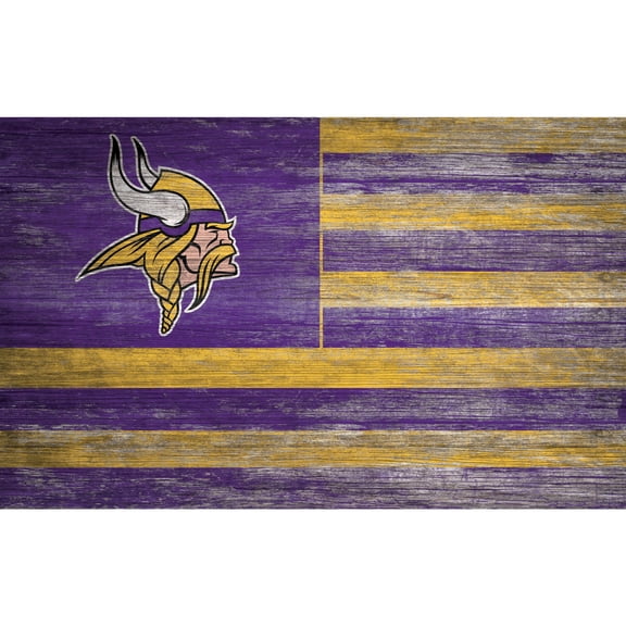 Minnesota Vikings 11'' x 19'' Distressed Flag Sign
