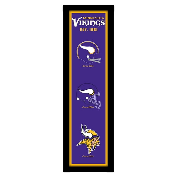 Minnesota Vikings 12" x 36" Heritage Framed Banner