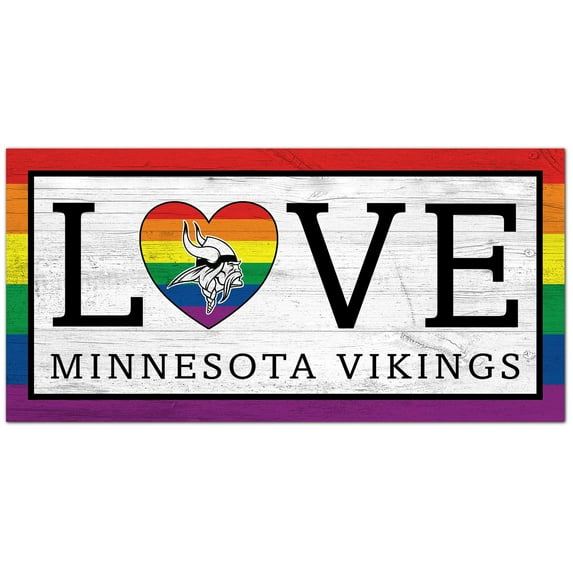 Minnesota Vikings 6'' x 12'' LGBTQ Love Sign