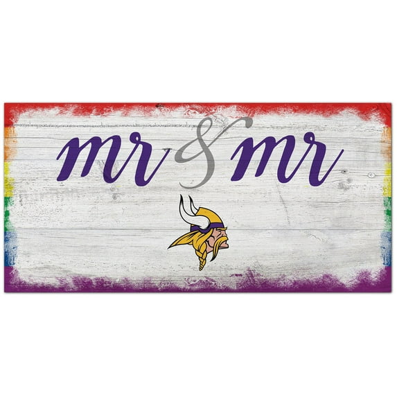 Minnesota Vikings 6'' x 12'' Pride Mr & Mr Sign