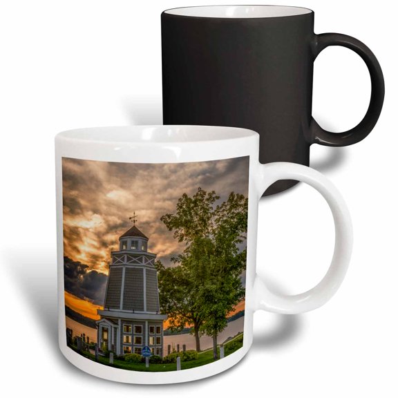 3drose, Minnesota, Walker, Sunrise Over Leech Lake and Walker Bay Lighthouse., 11oz Magic Transforming Mug