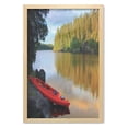 thumbnail image 1 of Minnesota Wall Art with Frame, Red Canoe Sitting on the Rocks at the Lake in Minnesota Autumn Nature Scenery, Printed Fabric Poster for Bathroom Living Room Dorms, 23" x 35", Multicolor, by Ambesonne, 1 of 2
