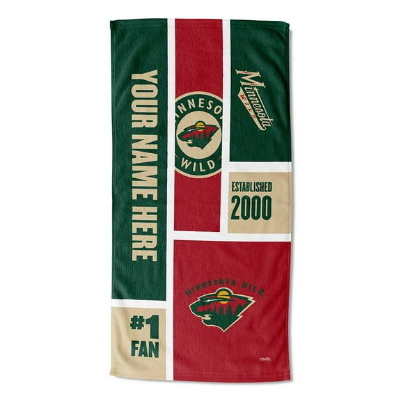 Minnesota Wild NHL Colorblock Personalized Beach Towel, 30" x 60"