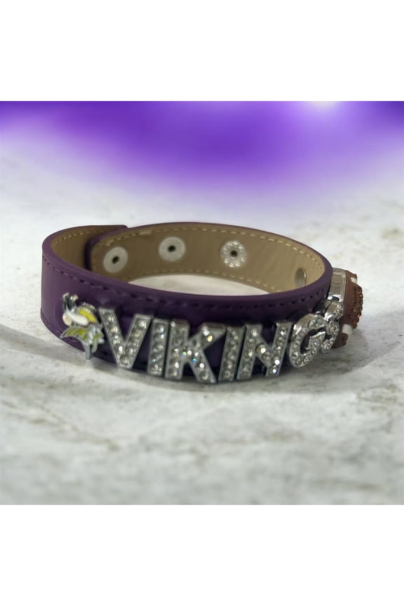Minnesota rhinestone football purple charms bracelet/ football mom/