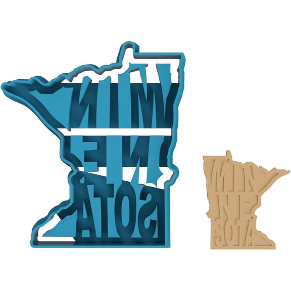 Minnesota with Extruding Name Cookie Cutter - USA State Land of 1000 Lakes Vikings North Star (0025) (4 Inch)