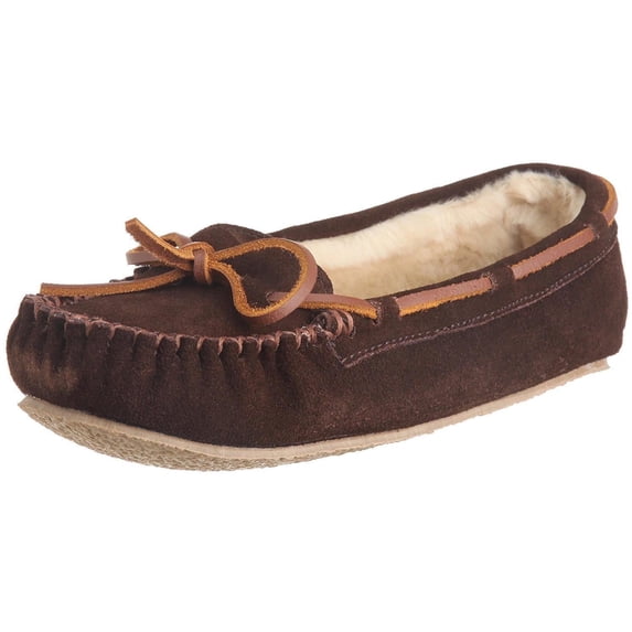 Minnetonka Women's Cally Hardsole Moccasin, Chocolate 7