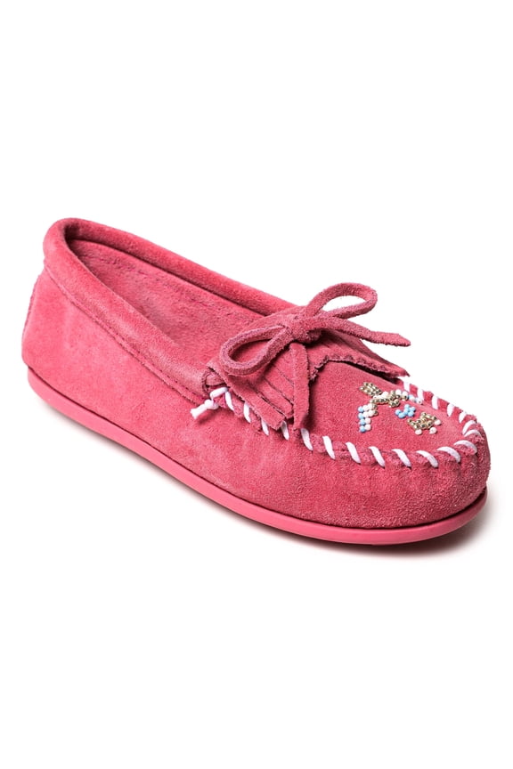 Children's Thunderbird Animikii Suede Beaded Moccasins, Pink 13 Little Kid