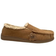 Minnetonka Evan Men s Suede Slippers Size 10 Brown-Tan Slip-On Faux Fur lining