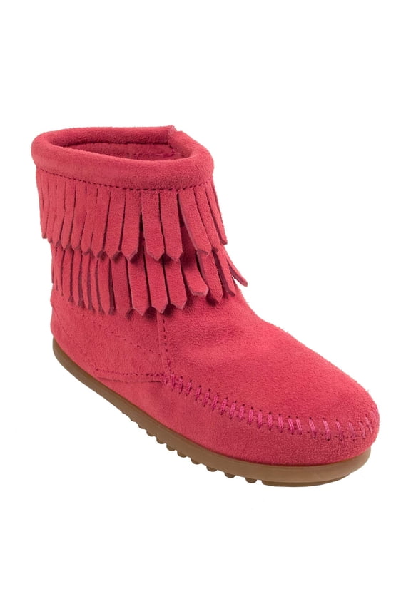 Kid's Double Fringe Side Zip Boot, Hot Pink 9 Little Kid