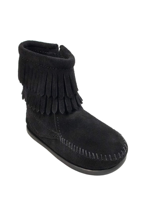 Kid's Double Fringe Side Zip Boot, Black 11 Little Kid