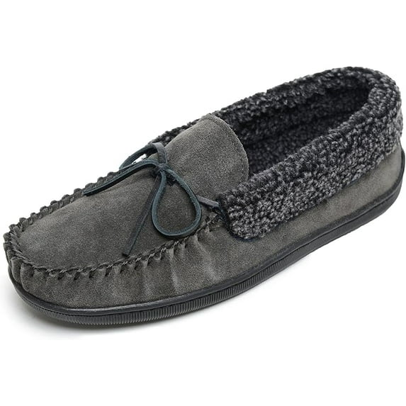 Minnetonka Mens Allen Slipper, Charcoal, Size 9
