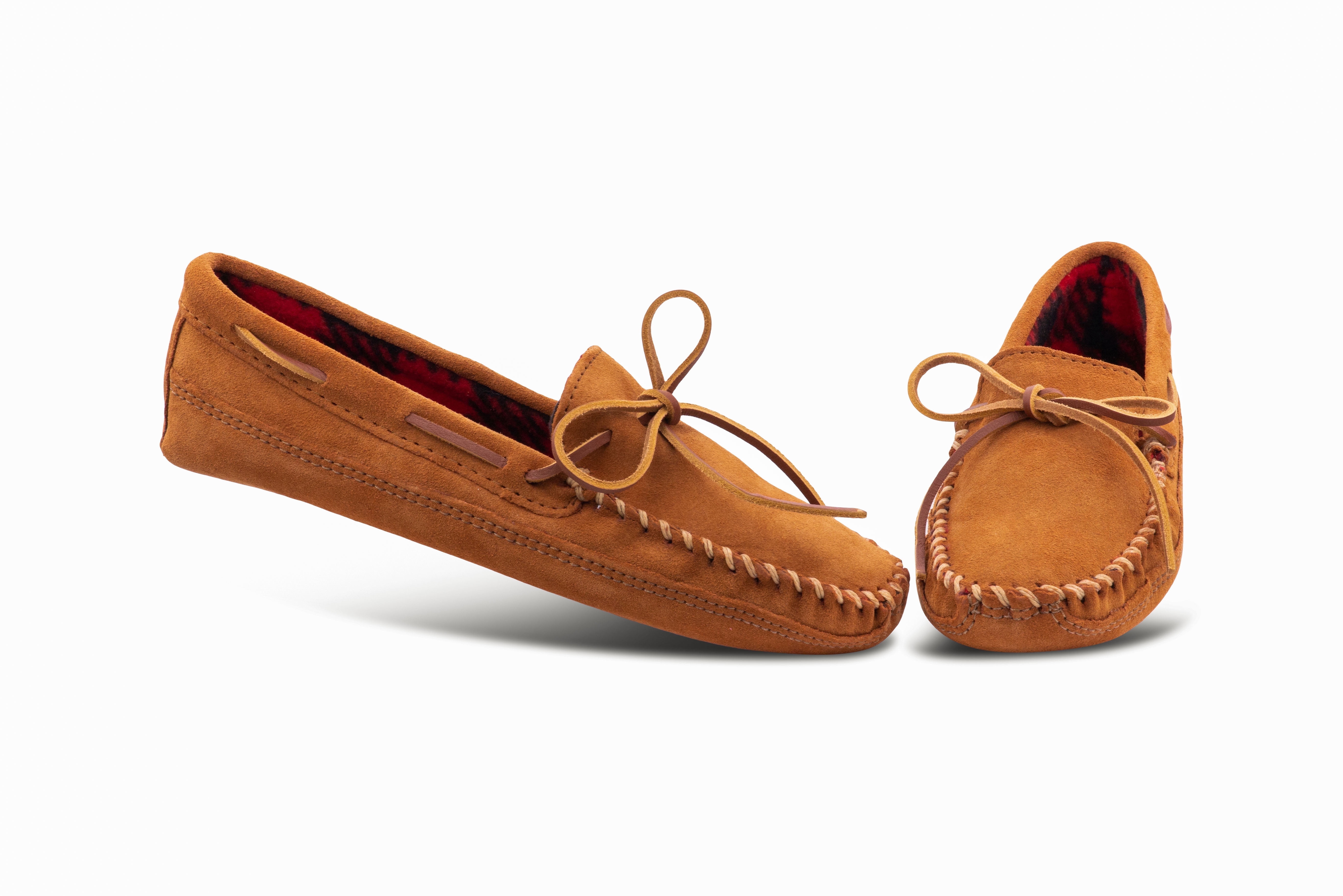 Minnetonka Brown Suede Moccasin Slippers Size 10 Mens Fleece Lined Hardsole Minnetonka Slippers Men main image 4