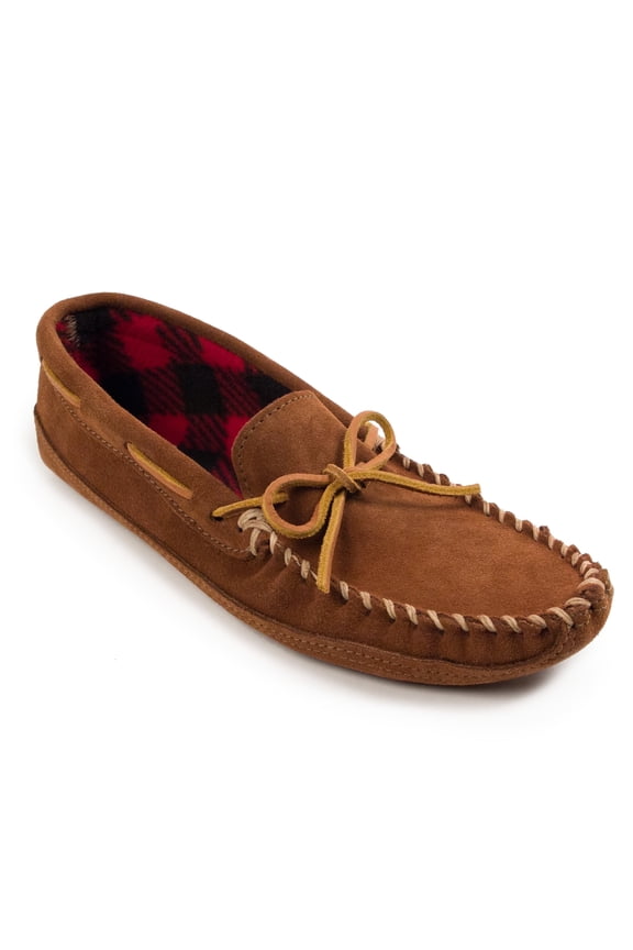 Men's Double Bottom Fleece Slipper,Brown,11 M US