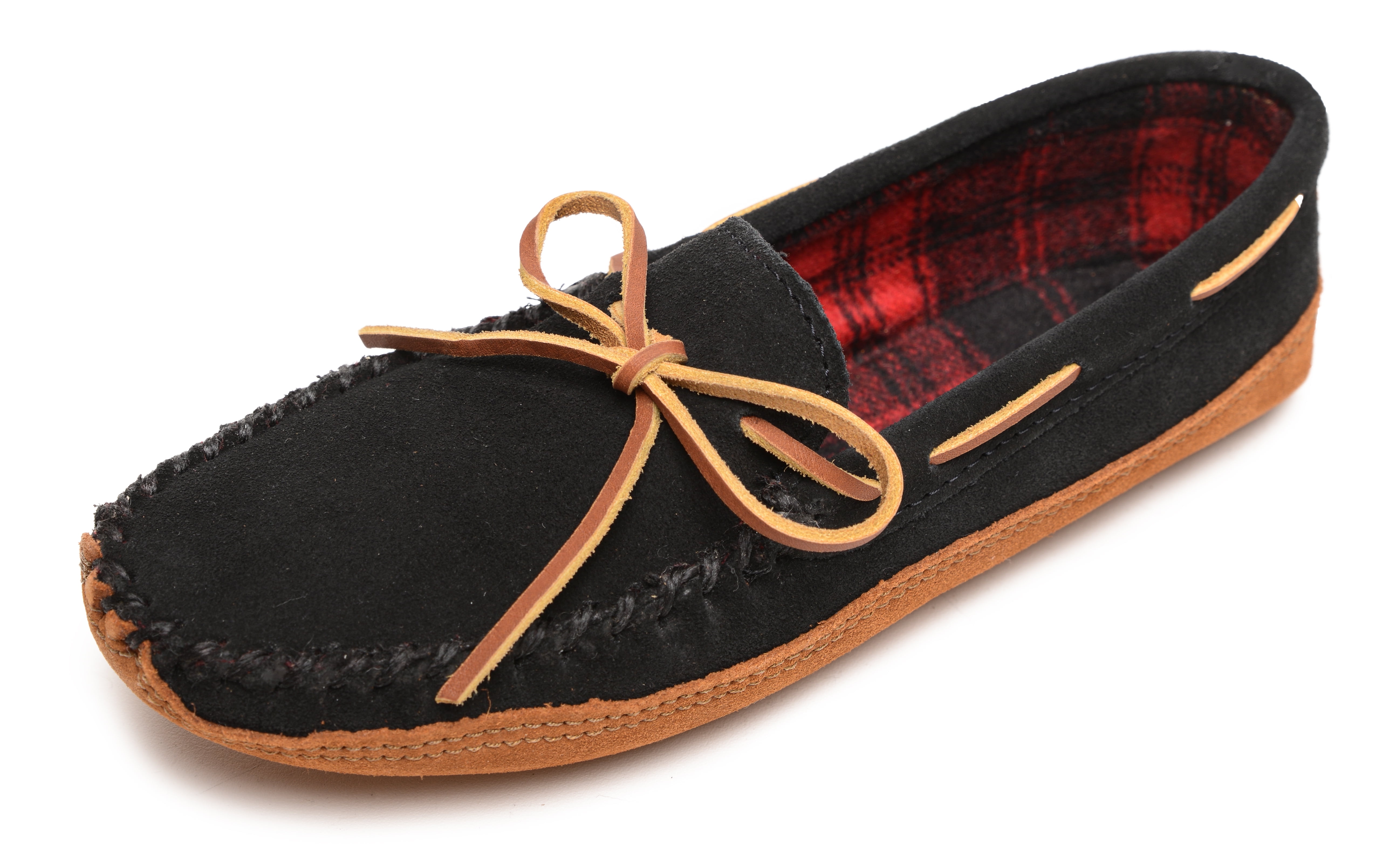 Minnetonka Men’s Plaid Lined Hardsole Moccasin Slippers Charcoal Size 12 Mens Minnetonka Pile Lined Hardsole Moccasin Slipper - Men main image 3