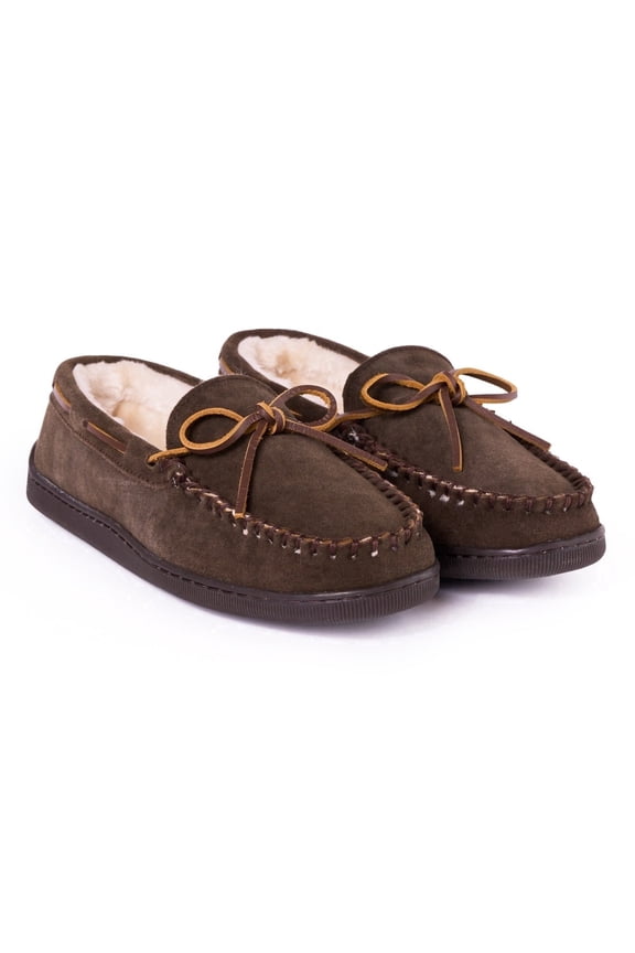 Men's Pile Lined Hardsole Slipper,Chocolate,10 W US