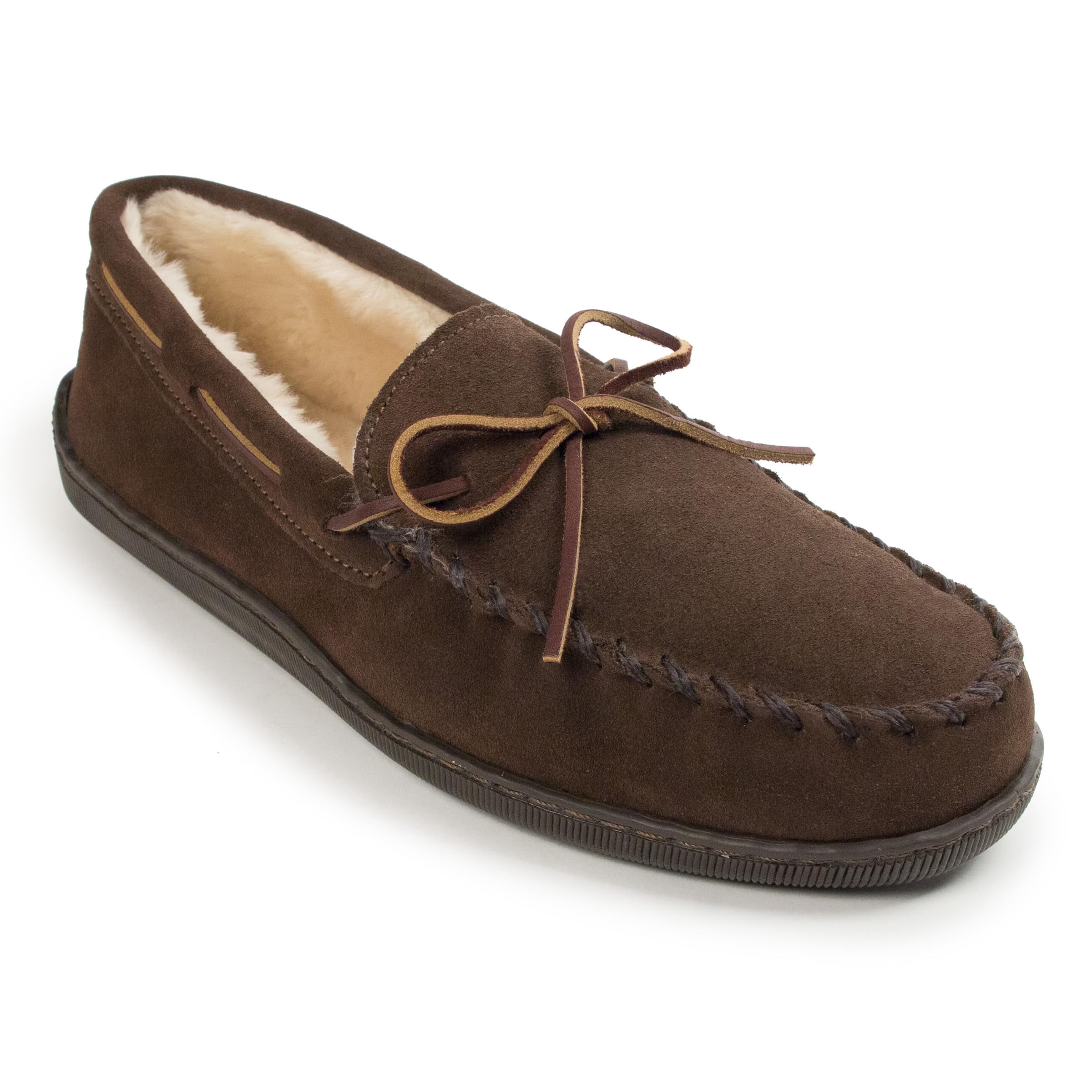 Minnetonka Slippers Mens 11 Casual Slip On Lined Moccasins Flats Brown Suede Minnetonka Moccasin Slippers for Men 11 US Shoe for sale | eBay main image 3