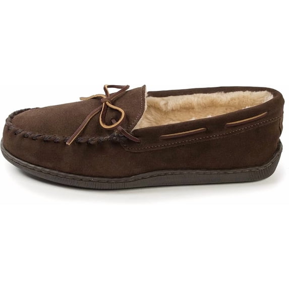 Minnetonka Men's Pile Lined Hardsole Slipper,Chocolate,8 M US