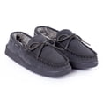 thumbnail image 1 of Minnetonka Men's Pile Lined Moccasin Slippers with Hard Soles, 8, Charcoal, 1 of 9