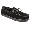 thumbnail image 1 of Minnetonka Men's Pile Lined Moccasin Slippers with Hard Soles, 9 Wide, Black, 1 of 1