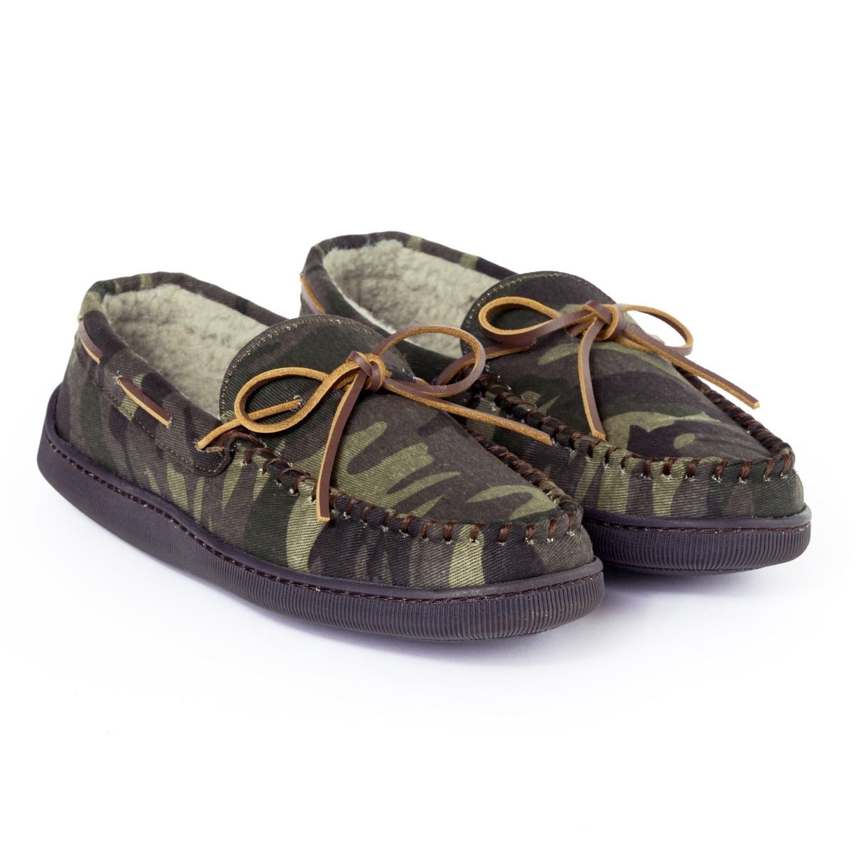 MINNETONKA Men\'s Moccasin Slippers US Size 9 CAMO Print Fabric Cozy Lined NEW MINNETONKA Comfy Moc Camo Moccasins size 9 M Faux Fur Lined  main image 2