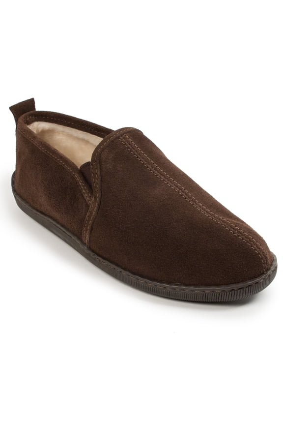 Men's Pile Lined Romeo Slipper Flat,Chocolate,10 M US