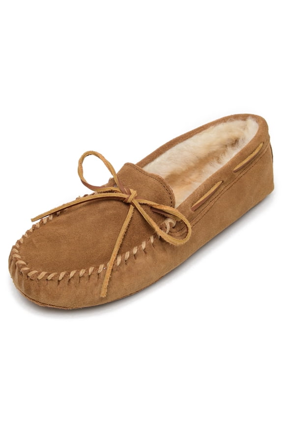 Men's Sheepskin Soft Leather Sole Moccasin, Goldent Tan 15