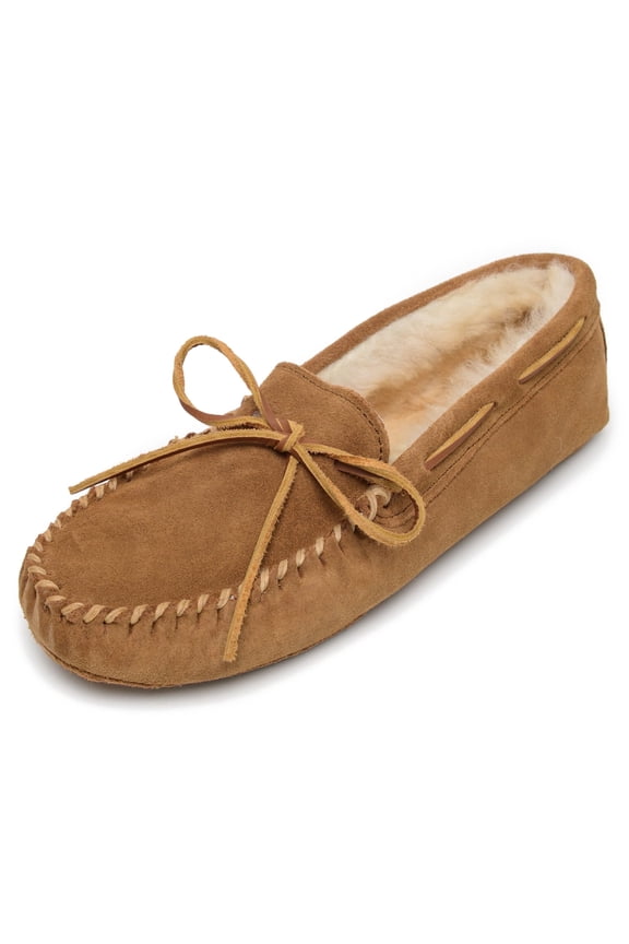 Men's Sheepskin Soft Leather Sole Leather Sole Moccasins 14 X Goldent Tan