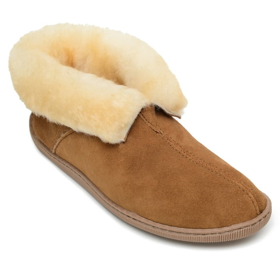 Minnetonka Men's Suede Sheepskin Ankle Boot Slipper