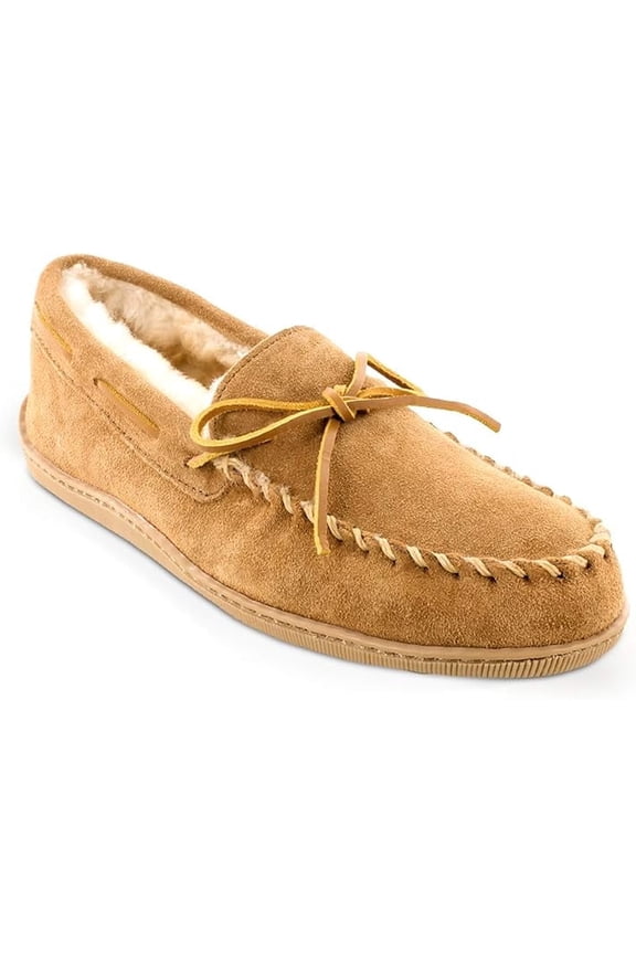 Men's Sheepskin Hardsole Moccasin Slippers 11 M Tan