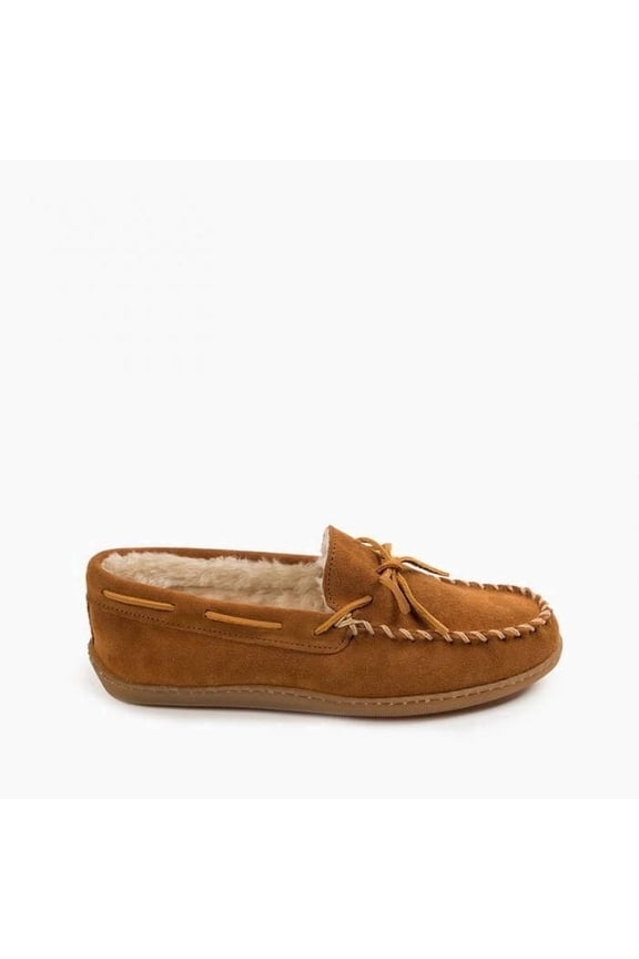 Men's Pile Lined Moccasin Slippers with Hard Soles, Brown 12