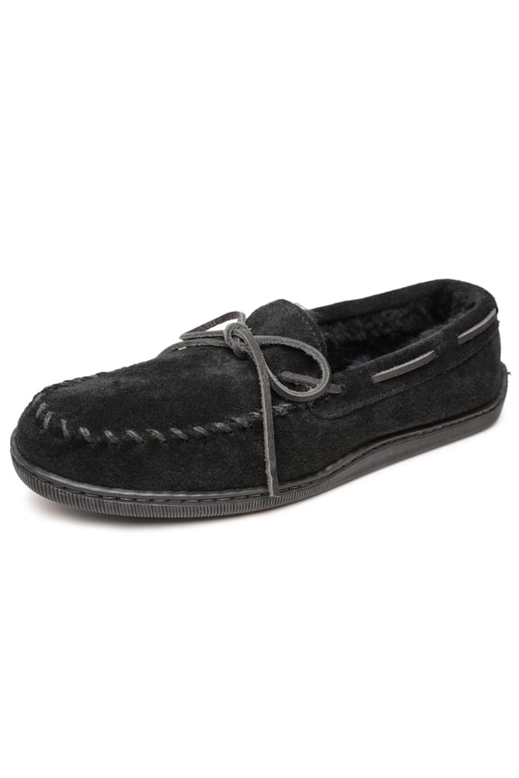 Mens Sheepskin Hardsole Moccasin, Black, Size 12