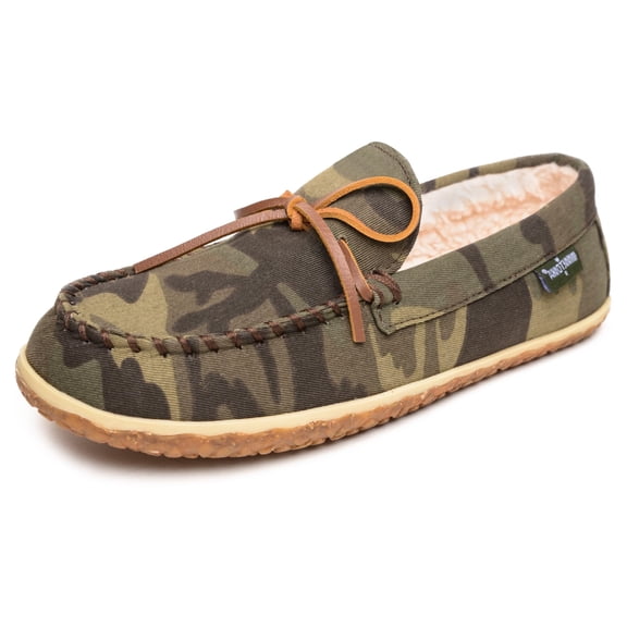 Minnetonka Mens TOMM Moccasin, Green Camo Print, Size 10