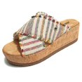 thumbnail image 1 of Minnetonka Posey – Open Toe Wedge Sandals for Women with Classic Slip-On Design, Platform Heels, and Cushioned Footbed, Fiesta Stripe, Size 6, 1 of 3