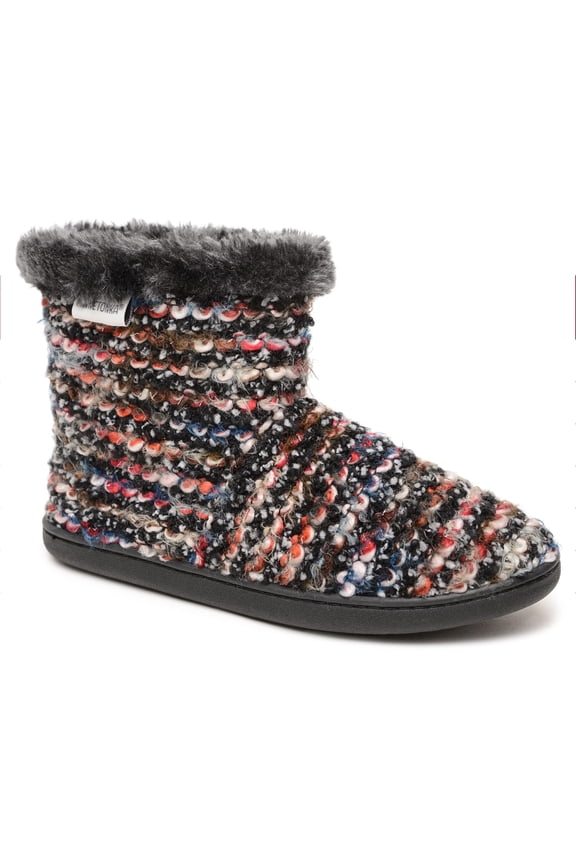 Women's Betty Faux Fur Slippers - Furry Ankle Boots Faux Fur House Booties Slippers for Women, Midnight Knit - XLRG