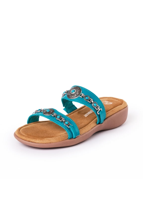 Women’s Brecca, Brenn, & Brida Ornamented Comfortable Sandals, Brenn, Turquoise, Size 8