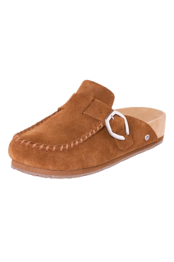 Women's Buckle Clog, Brown, Size 10