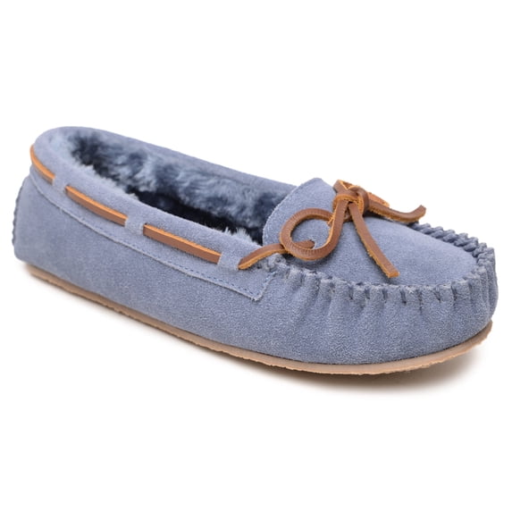 Minnetonka Women's Cally Hardsole Moccasin, Vintage Blue, 7