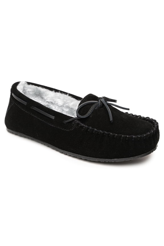Women's Comfy Moccasin, Black, Size 10