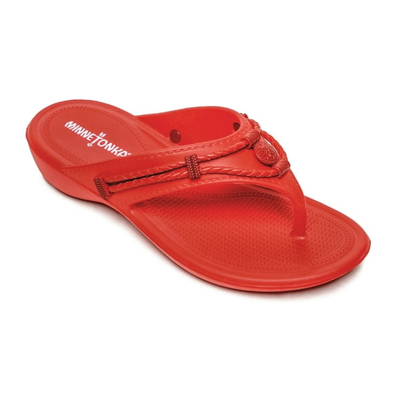 Minnetonka Women's EVA Silverthorne Prism Thong Sandals, Chili Pepper 6
