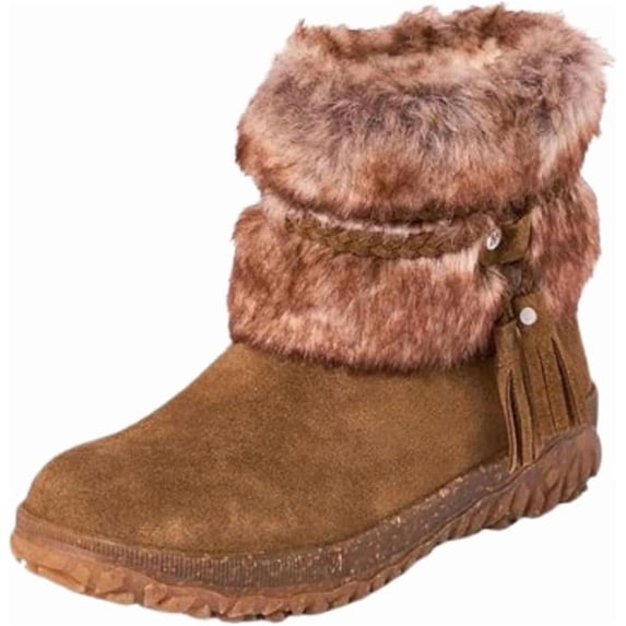 Minnetonka Women's Everett 2 Suede Faux Fur Boots, Dusty Brown, Size 7